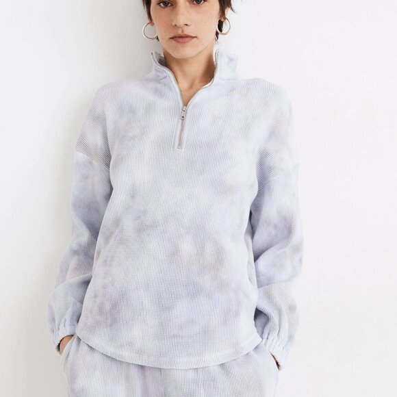 Madewell Tops - Madewell MWL Waffle Half-Zip Shirttail Sweatshirt in Tie-Dye